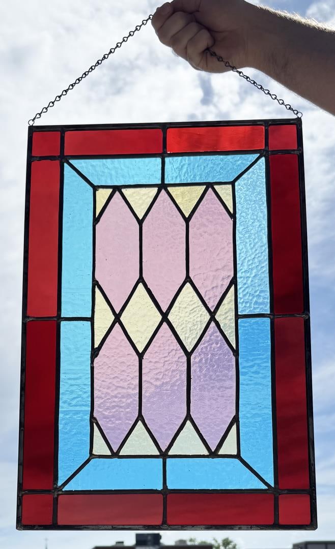 Victorian Stained Glass Window: 13 1/2" by 20".