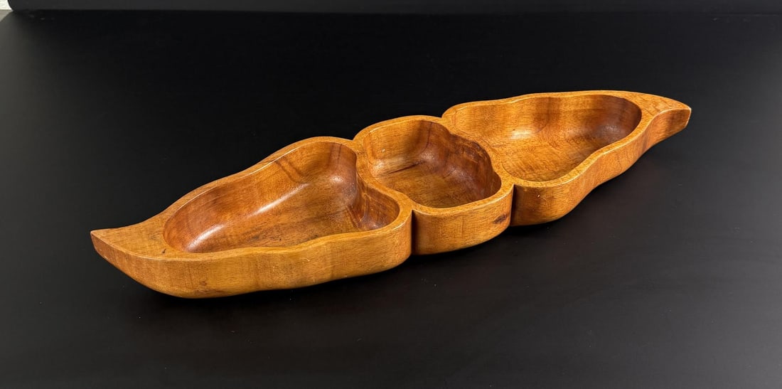 Trader Halls Hawaiian Koa Wood Leaf Bowl: 19 1/4" by 5 5/8" by 1 3/4"