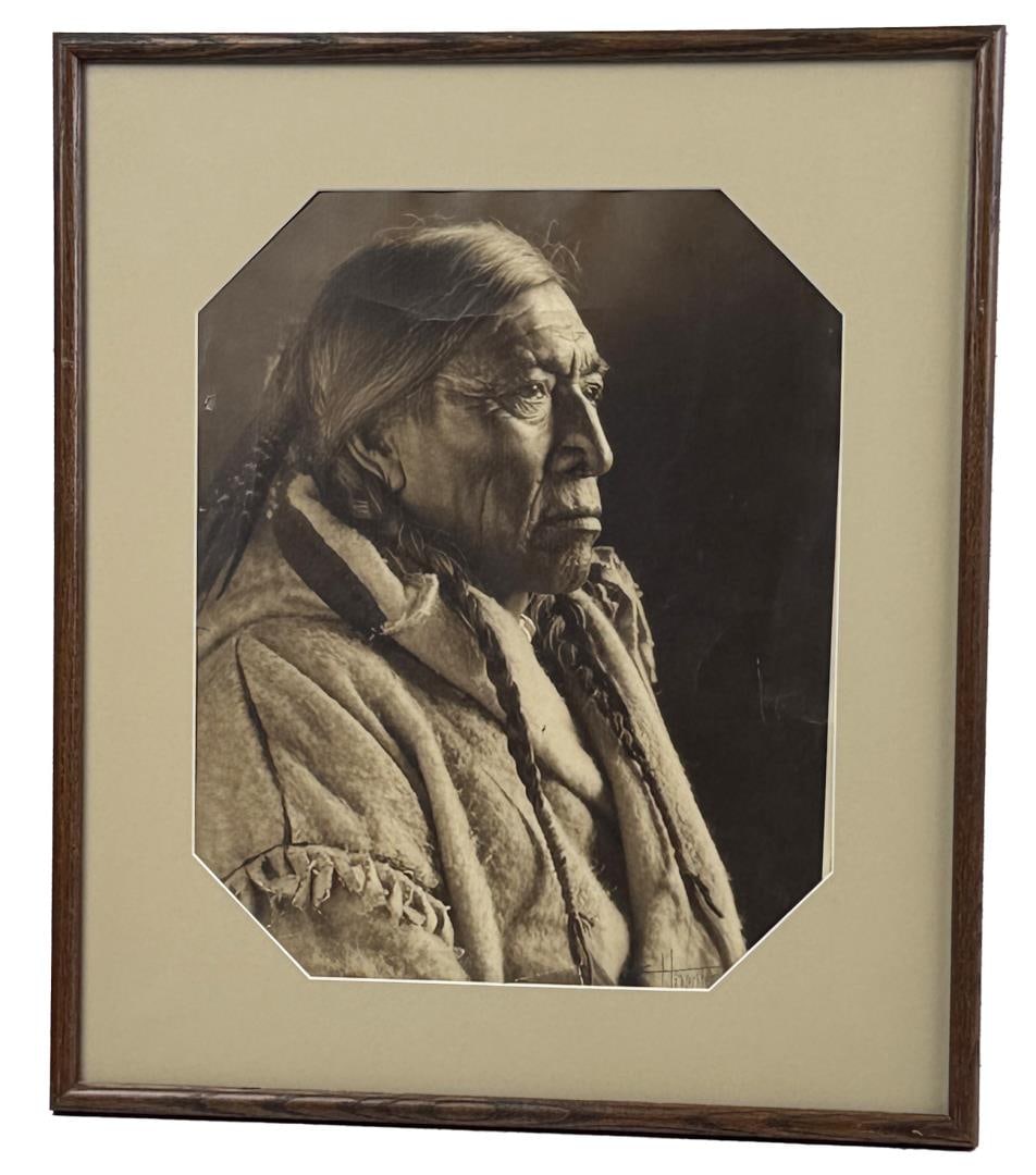 Mike Oka Hileman Native American Indian Photo: 19 1/4" by 22 1/4" framed. Photographer is TJ Hileman of Kalispell Montana.