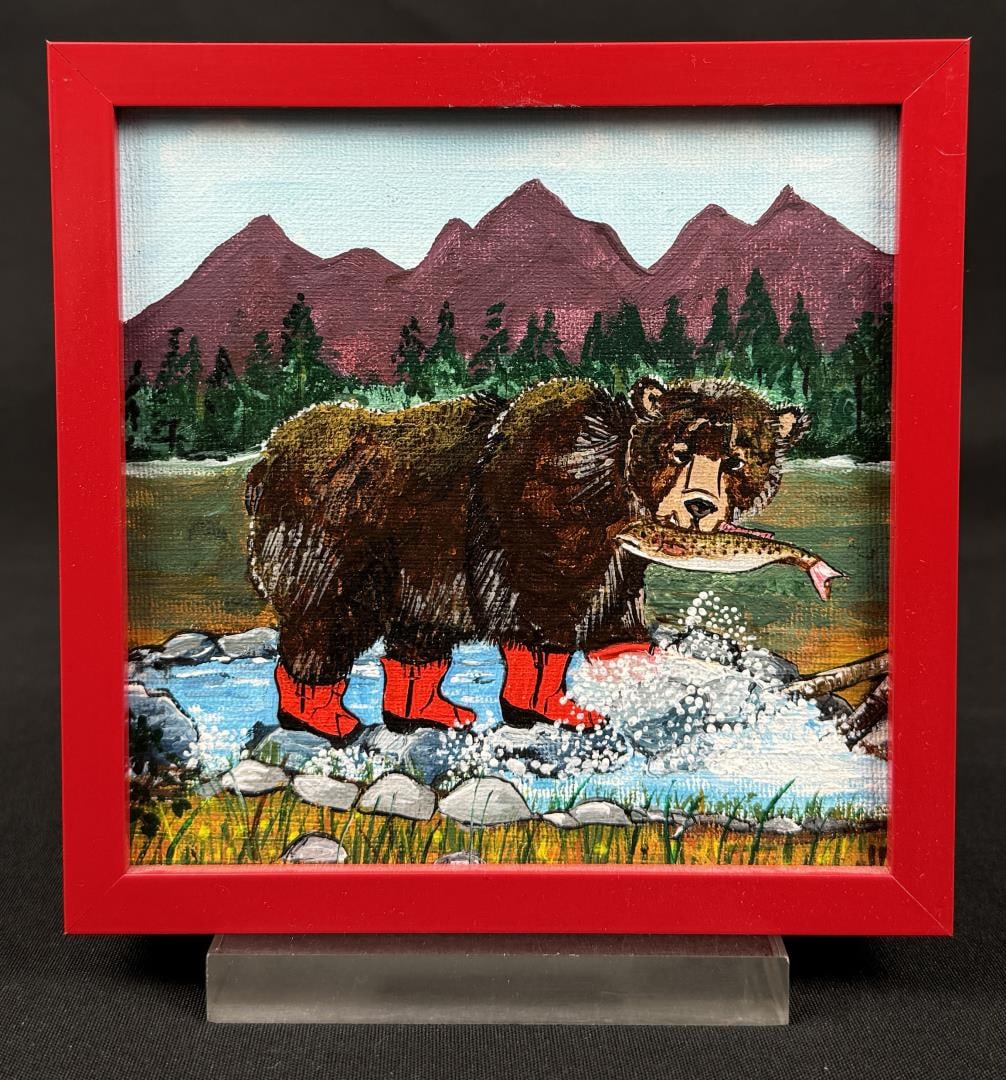 Bear in Red Boots Oil Painting (1 of 4)