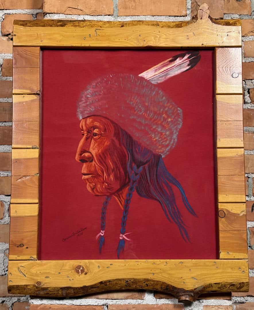 Clarence Basil Cuts the Rope Indian Pastel Drawing (1 of 4)