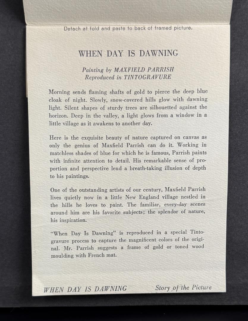 When Day is Dawning Maxfield Parrish Print - 6