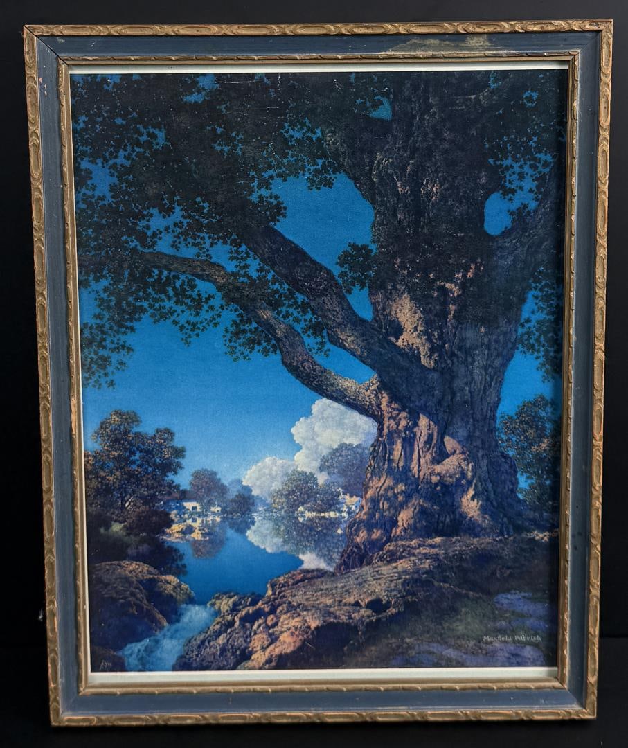 The Village Brook Maxfield Parrish Print: 11" by 14" framed.