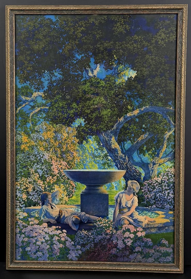 Reveries Maxfield Parrish Print: 1926. 15 3/4" by 23 1/2" framed.