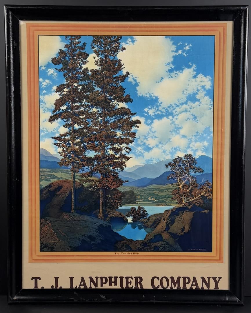 Thy Templed Hills Maxfield Parrish Calendar Top: Butte Montana. 24 1/2" by 30 1/2" framed.