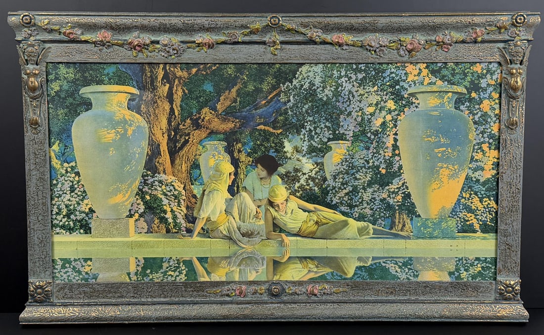 The Garden of Allah Maxfield Parrish Print: 20 3/4" by 32 1/2" framed.