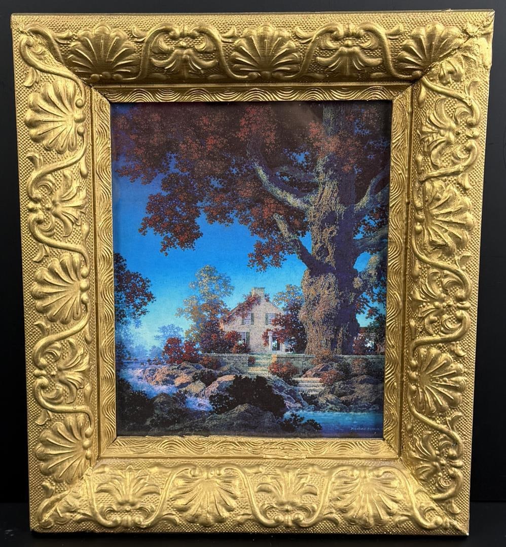 Morning Light Maxfield Parrish Print: 12 3/8" by 14 1/2" framed.