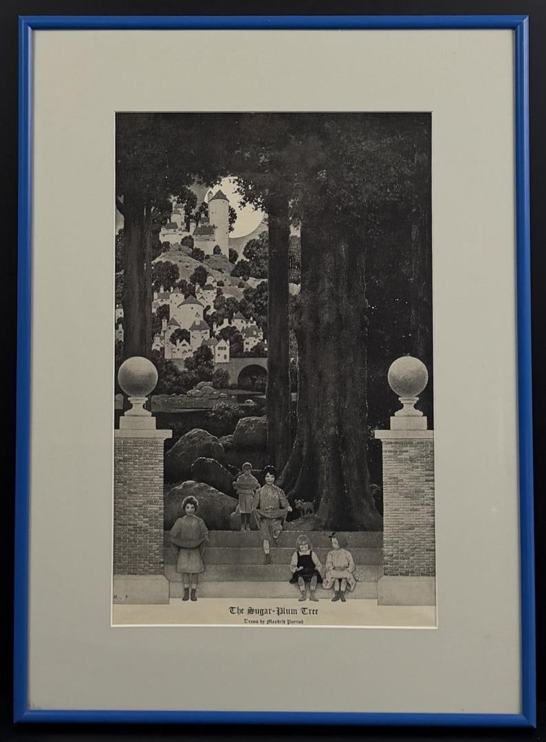 The Sugar Plum Tree Maxfield Parrish Print: 1902 Ladies Home Journal. 14" by 19" framed.