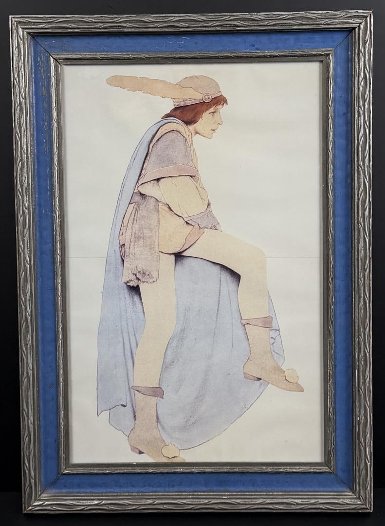 The Knave Watched Violetta Maxfield Parrish Print: 14 1/2" by 20 1/2" framed. Brent Sells Collection.
