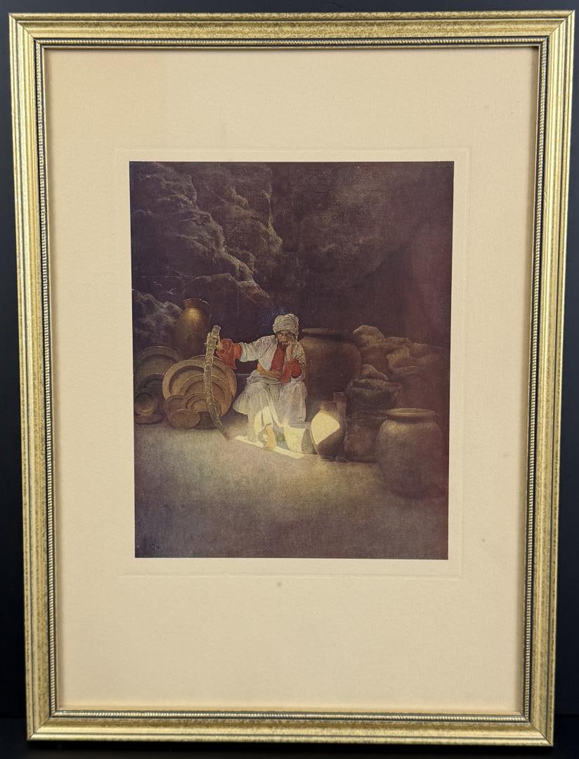 Cave of Forty Thieves Maxfield Parrish Print: 15" by 20 1/4" framed.