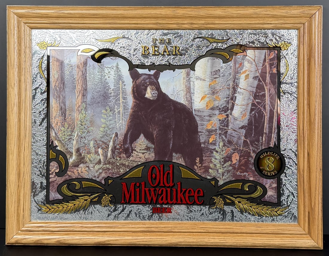 The Bear Old Milwaukee Beer Mirror: 20 1/2" by 15 1/2".