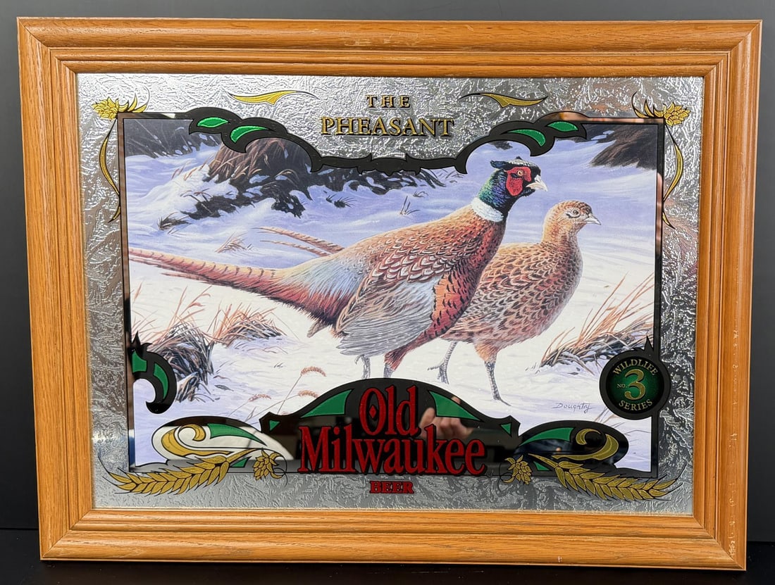 The Pheasant Old Milwaukee Beer Mirror: 15 1/2" by 20 1/2"