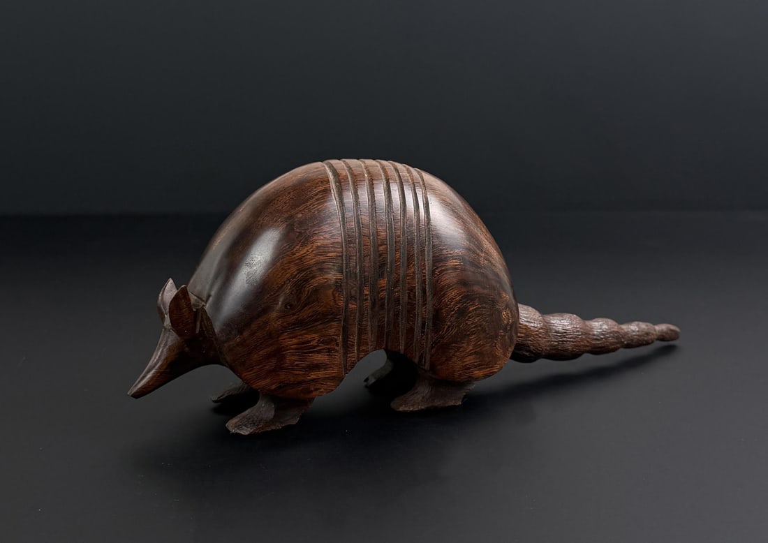 Mexican Carved Ironwood Armadillo: 10 1/4" long.