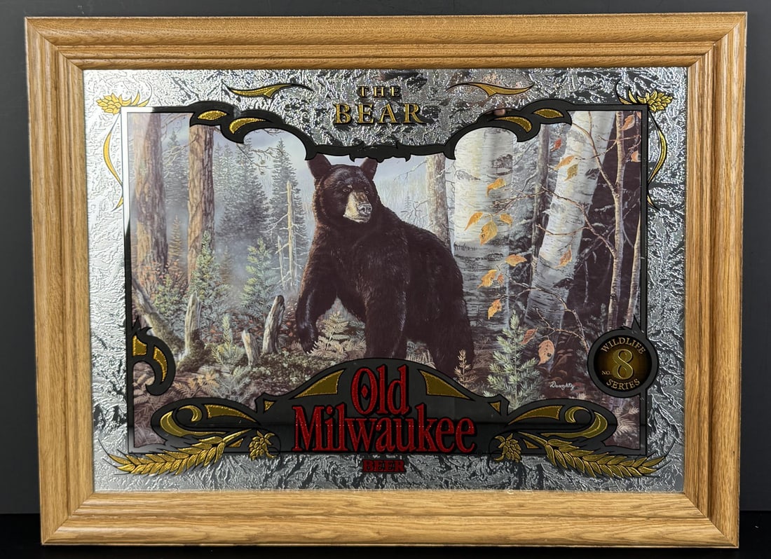 The Bear Old Milwaukee Beer Mirror: 20 1/2" by 15 1/2".