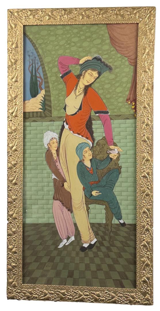 Ali Bayani Persian Islamic Painting: 22 1/2" by 44 1/2" framed.
