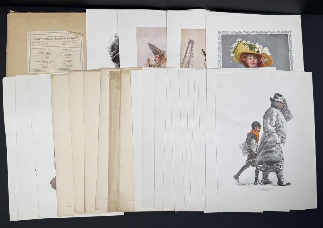 Twenty Famous American Pictures Lithograph Folio: Nice grouping. 25 total in folio