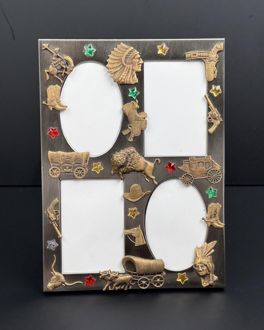 Western Pewter Cowboy Picture Frame: 7 1/2" by 5 1/2"