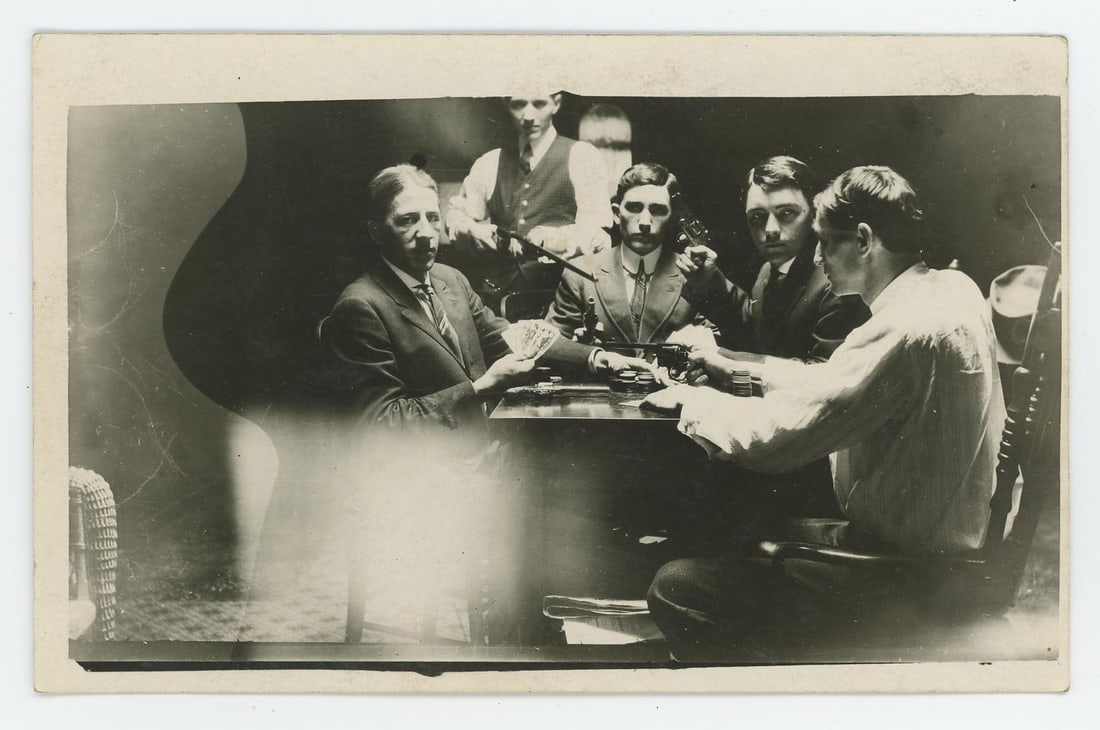 Cheating Gamblers with Firearms RPPC Postcard (1 of 3)