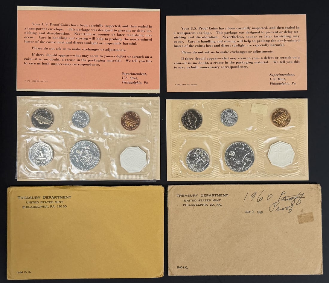1960 1964 Silver Proof Coin Sets: Nice grouping.