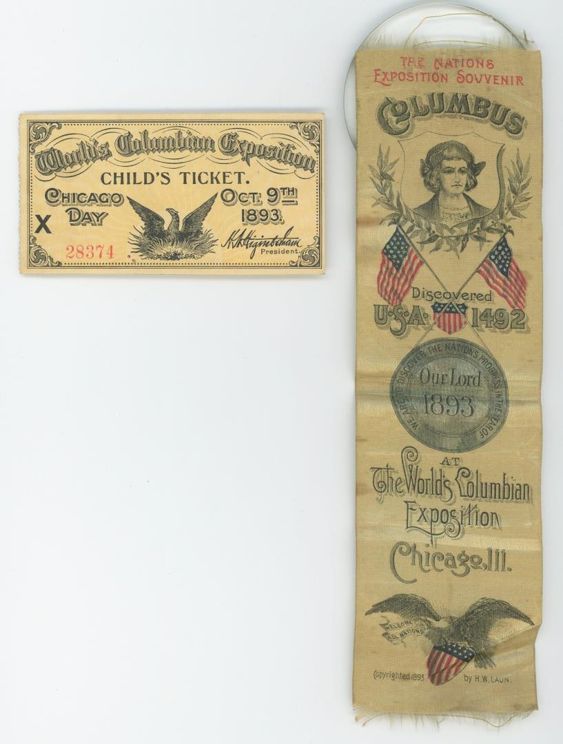 1893 Columbian Exposition Ticket and Ribbon (1 of 3)