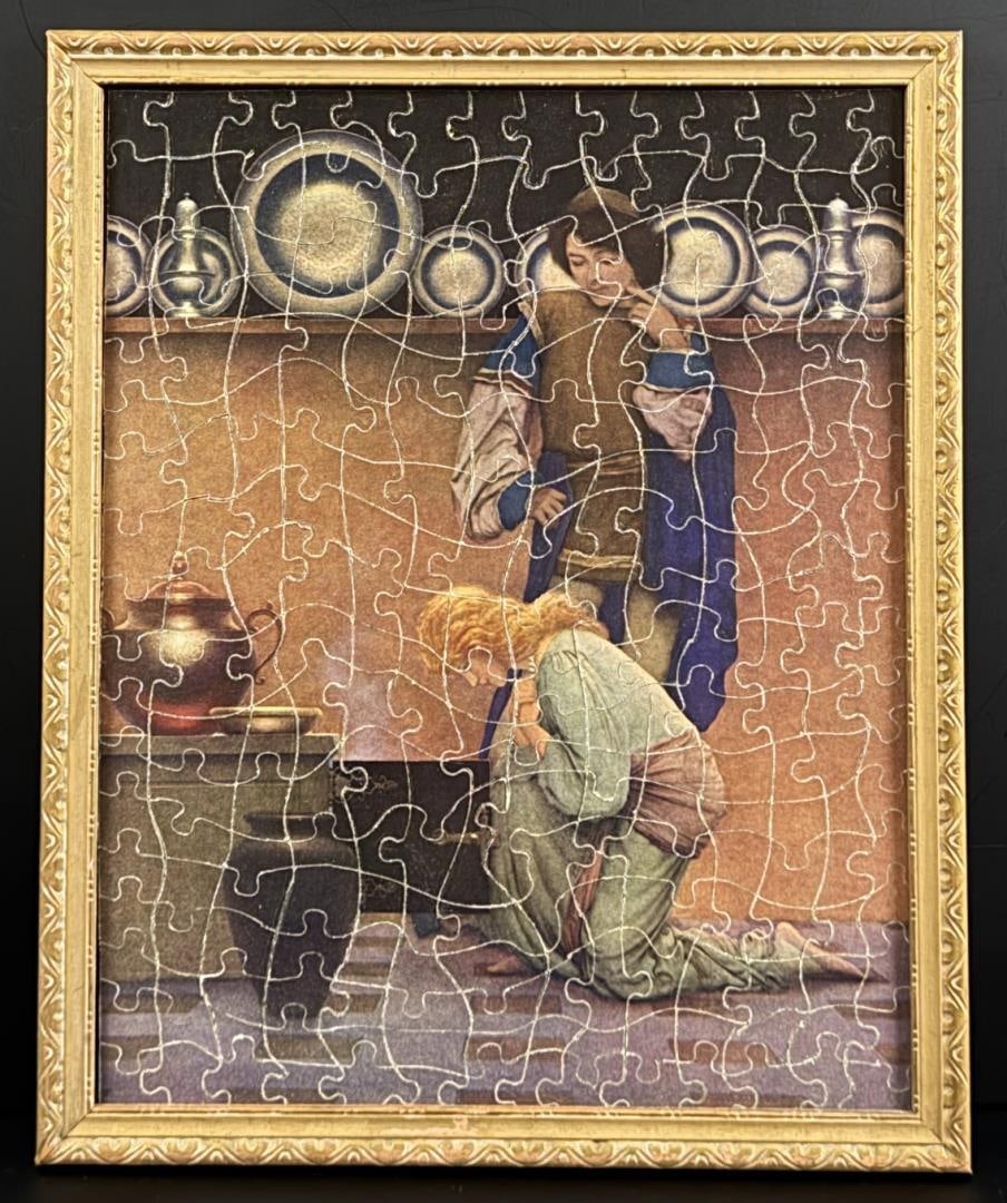 Lady Violetta the Knave Maxfield Parrish Puzzle: 10 5/8" by 13" framed.