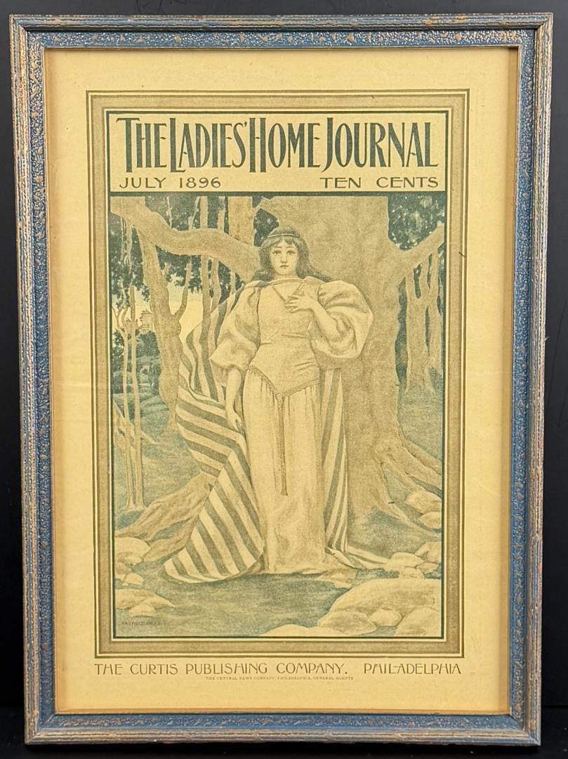 Ladies Home Journal 1896 Maxfield Parrish Print: 12 1/2" by 17 1/2" framed.