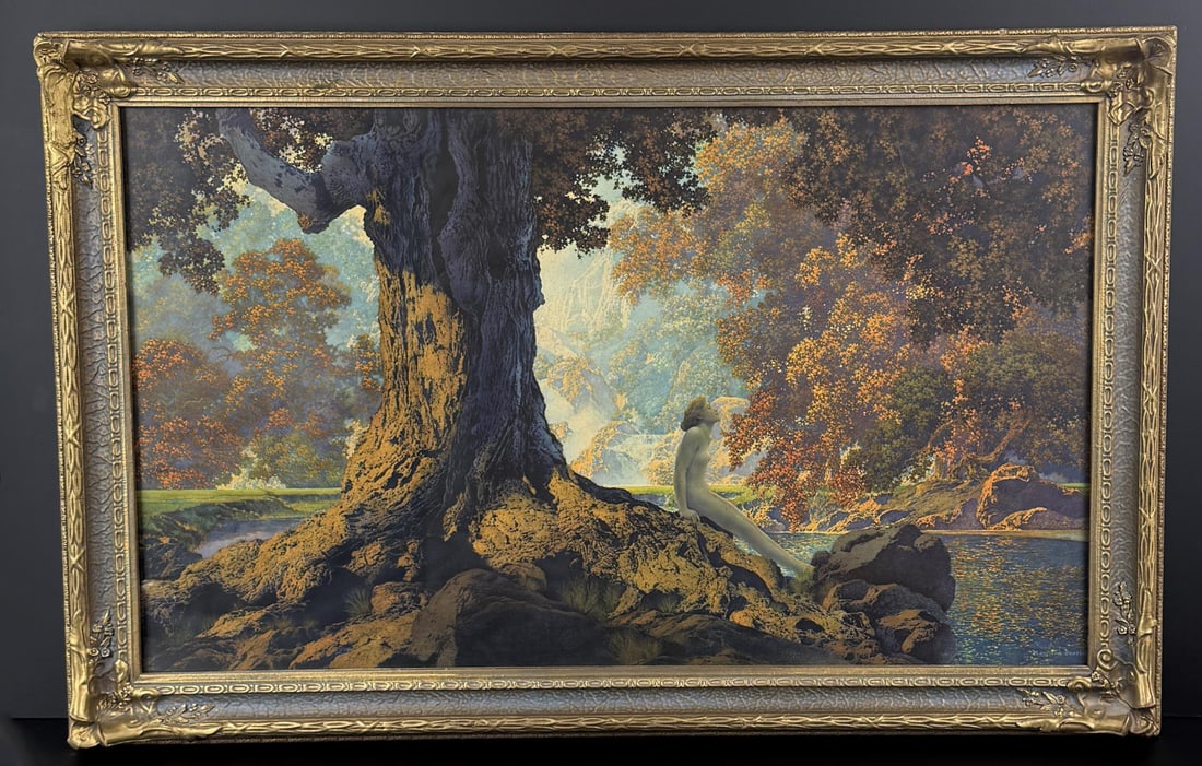 Dreaming Maxfield Parrish Print: 1928. 22" by 34" framed.
