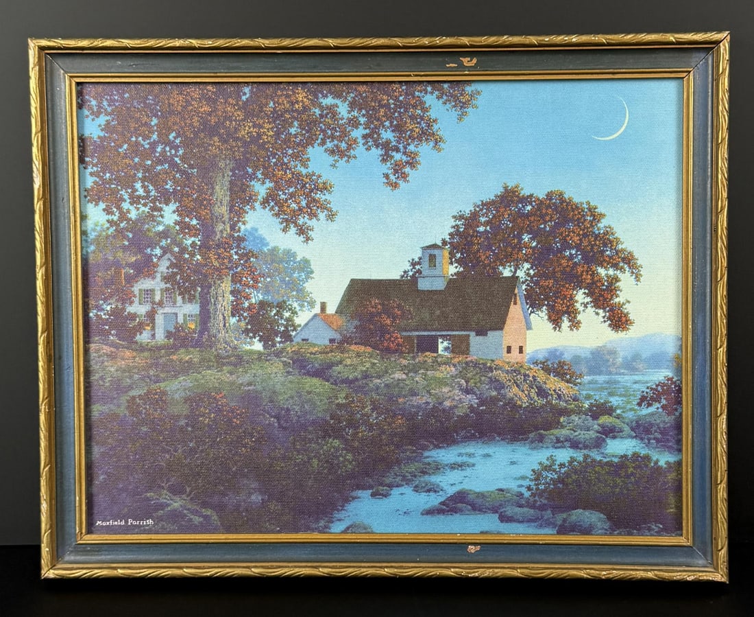 New Moon Maxfield Parrish Print: 12 1/8" by 15 1/2" framed.