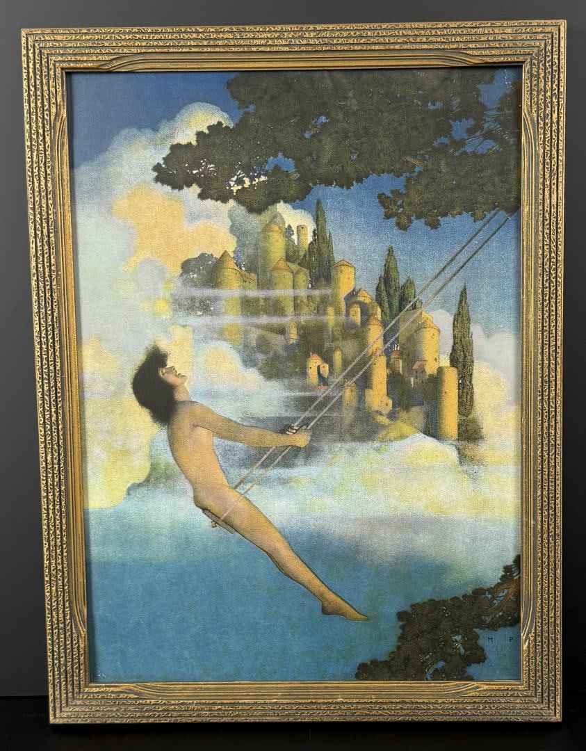 Dinkey Bird is Singing Maxfield Parrish Print: Edward Gross. 12 1/2" by 16 1/2" framed.