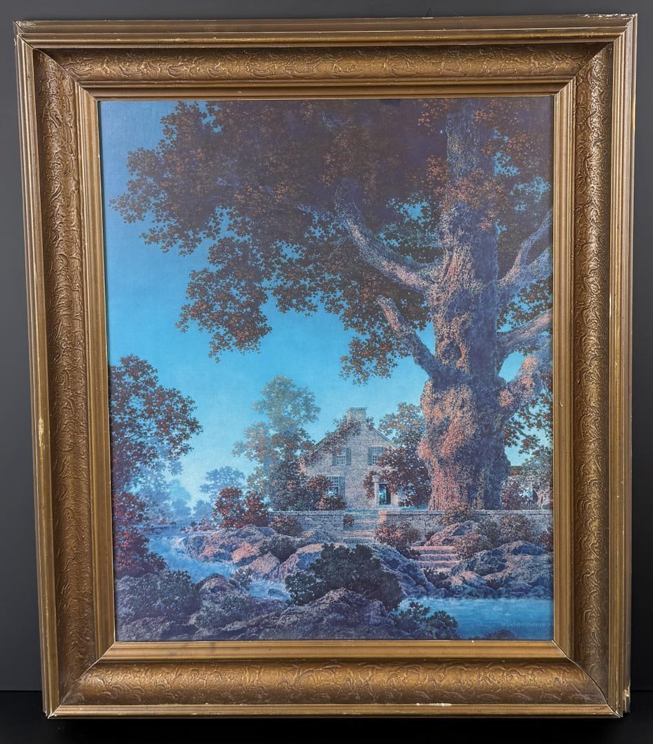 Little Stone House Maxfield Parrish Print: 23 1/2" by 27 1/2" framed.