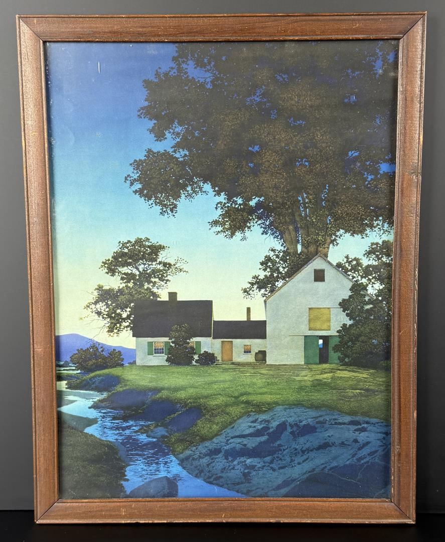 Twilight Maxfield Parrish Print: 13 1/2" by 17 1/2" framed.