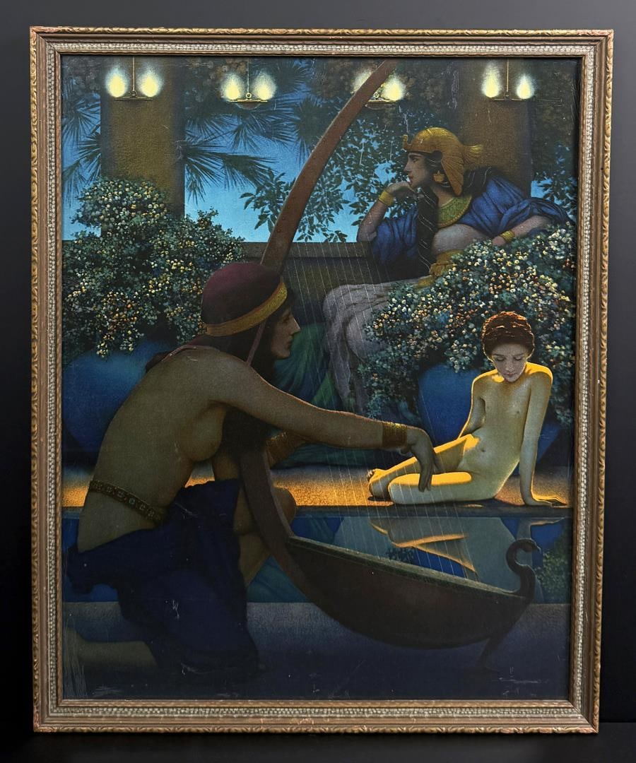 Light of Egyptian Nights Maxfield Parrish Print: 15" by 18 1/2" framed.
