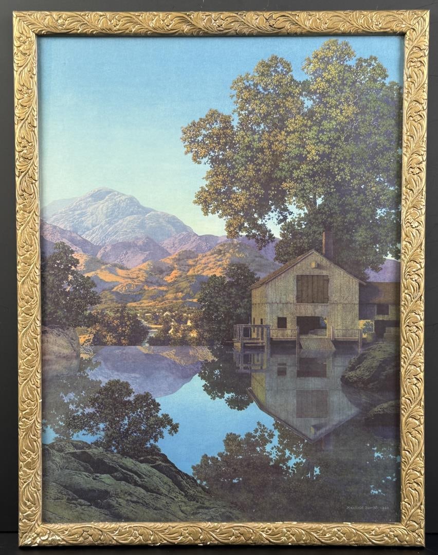 Mill Pond Maxfield Parrish Print: 13" by 17" framed.