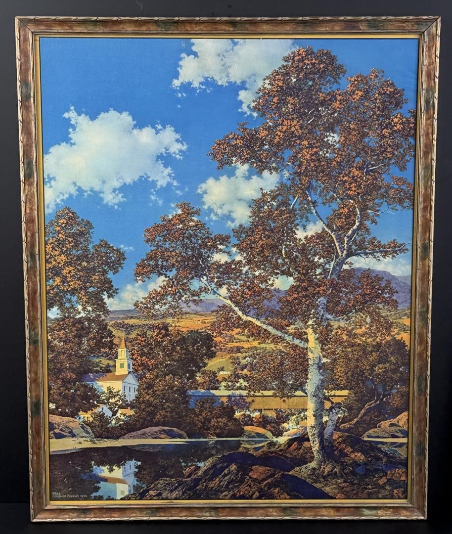 Early Autumn Maxfield Parrish Print: Calendar Top. 19 1/2" by 24 1/2" framed.