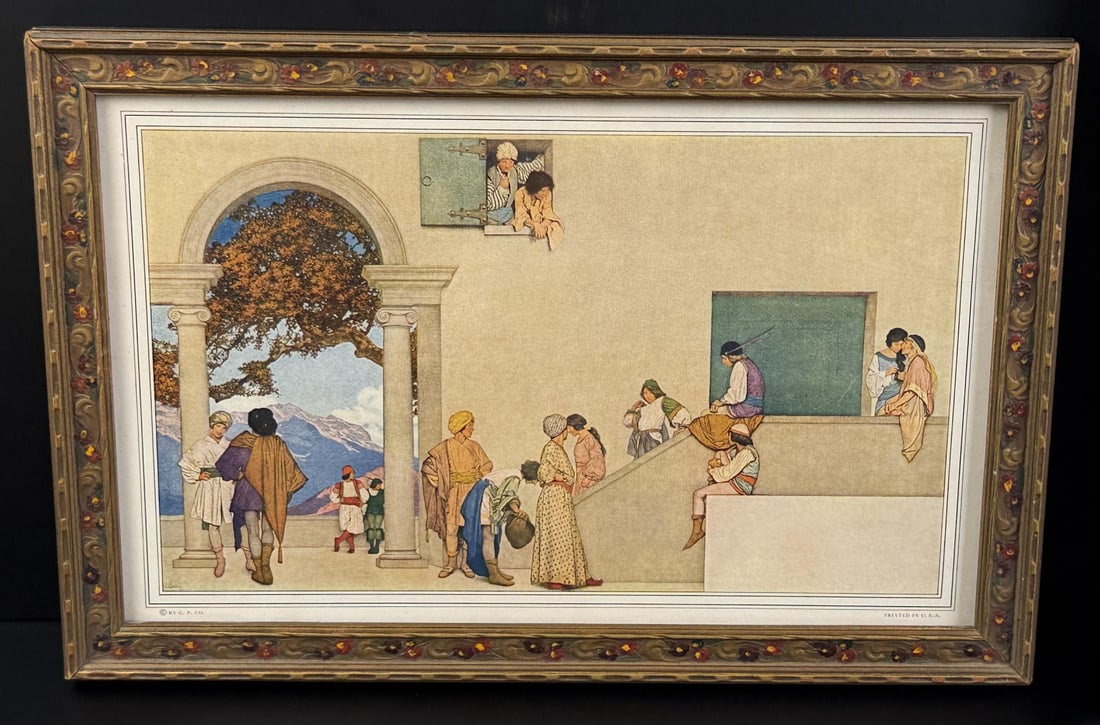 Flrentine Fete Maxfield Parrish Print: 8" by 12" framed.