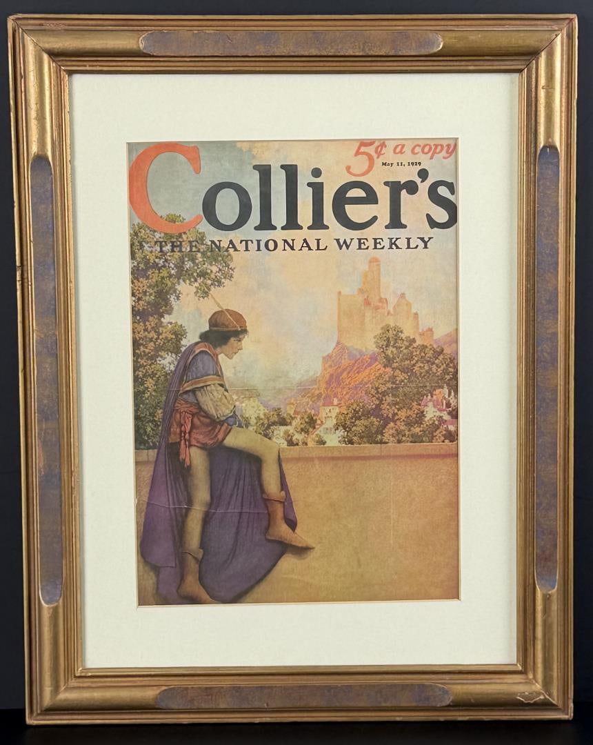 Colliers Magazine Cover Maxfield Parrish Print: 14 5/8" by 18 3/4" framed.