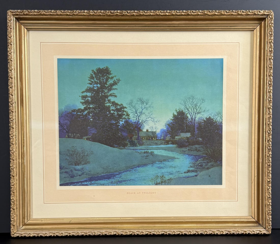 Peace at Twilight Maxfield Parrish Print: 14 1/2" by 17" framed.