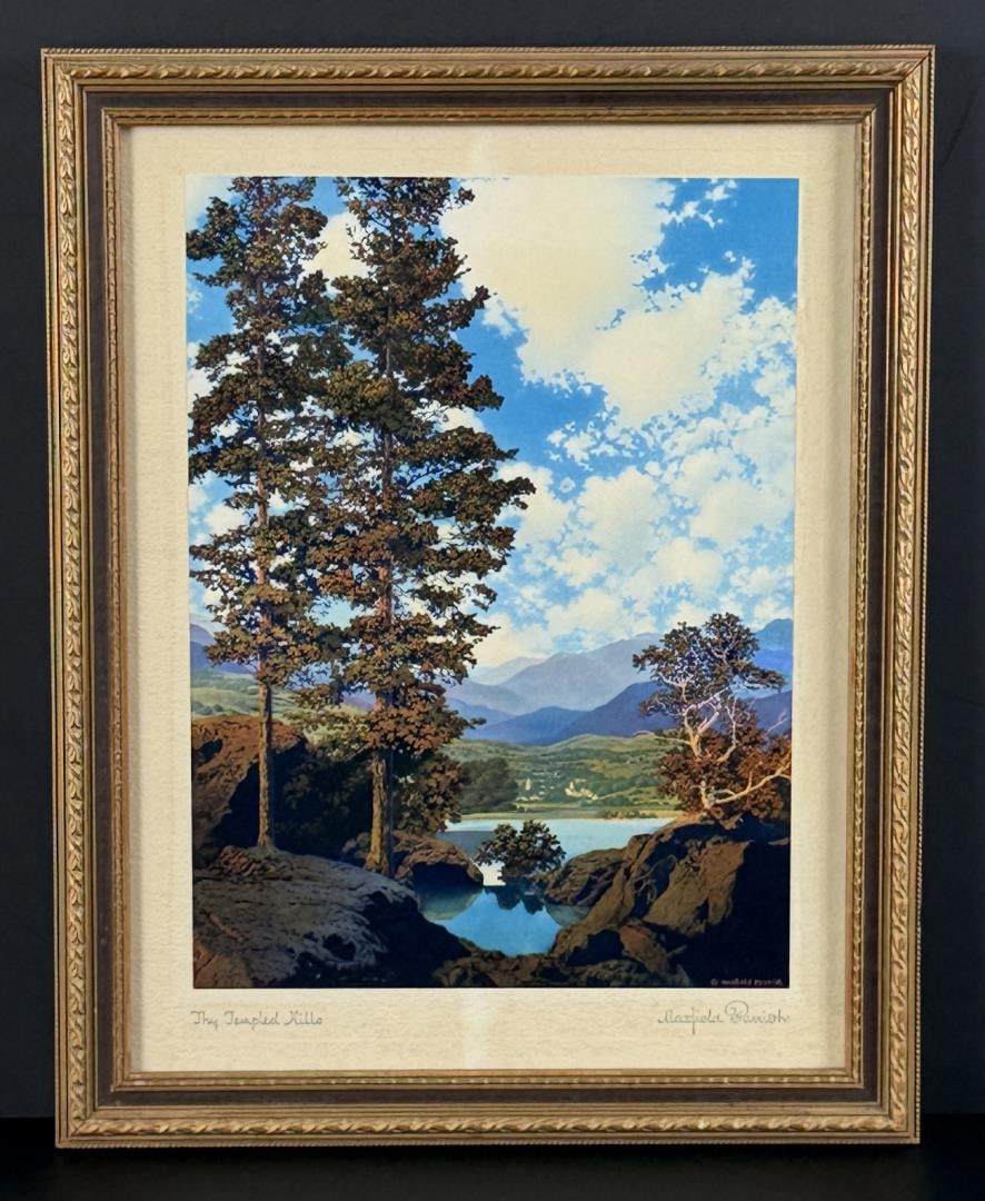 Thy Templed Hills Maxfield Parrish Print: 11 1/2" by 14 1/2" framed.
