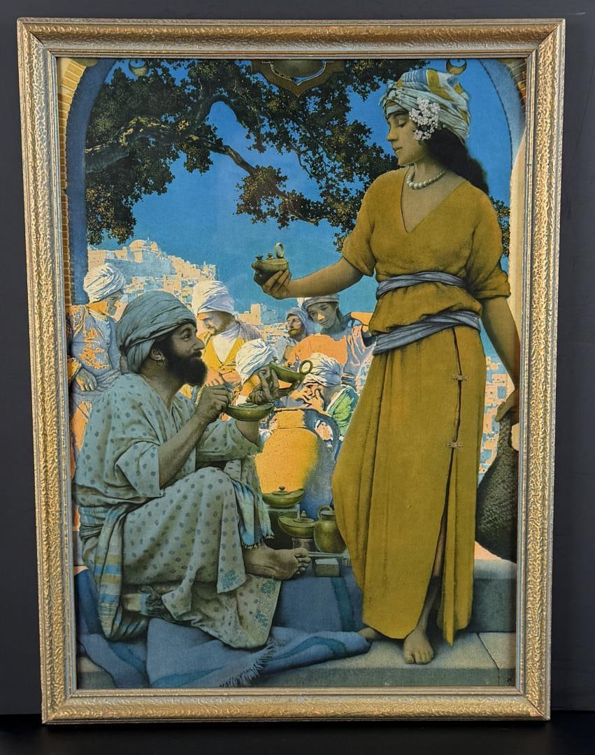 The Lamp Seller of Bagdad Maxfield Parrish Print: 15 3/4" by 21" framed.
