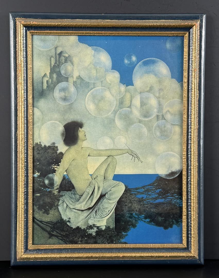 Air Castles Maxfield Parrish Print: 13 1/2" by 17 1/2" framed.