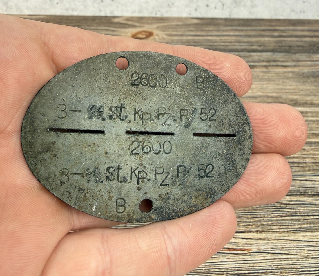 WW2 German SS Dog Tag: SS 3rd Company Panzer Division. Likely post war made.