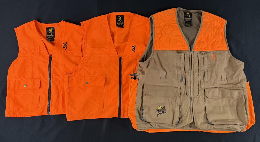 Browning Blaze Orange Hunting Vests: Sizes 2xl, XL, and L