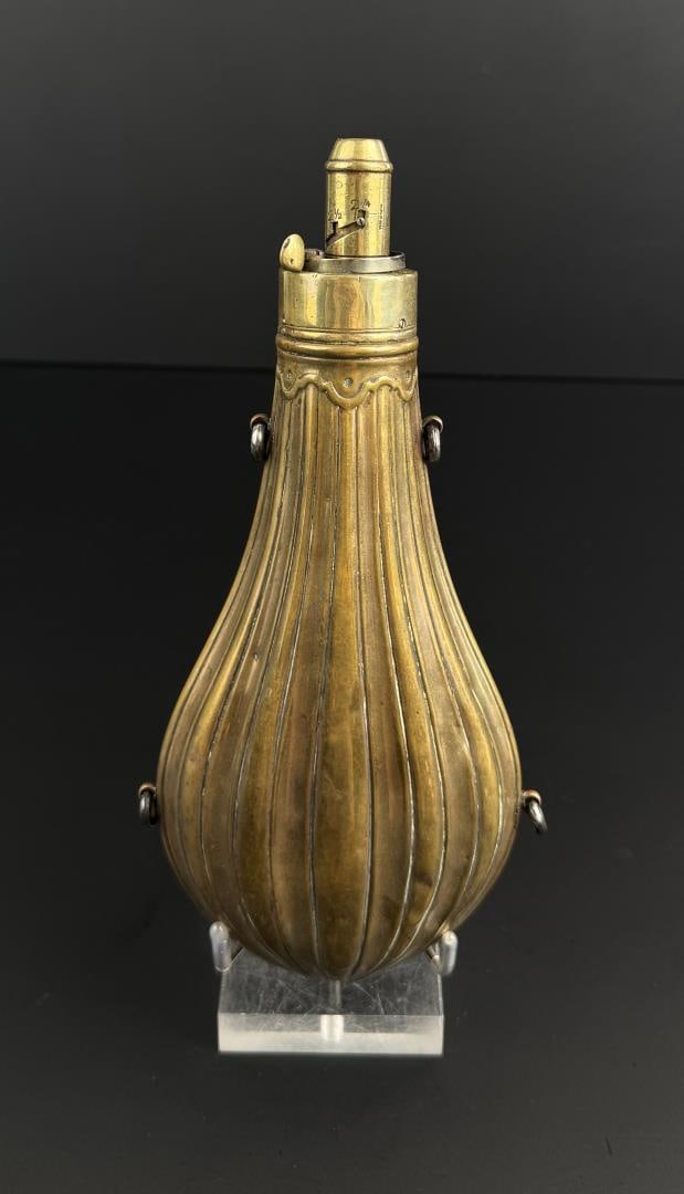 G&JW Hawksley Brass Powder Flask: 8 1/2" long.