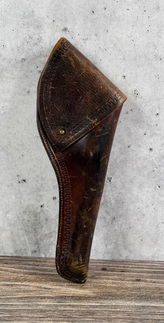 Frontier Cowboy Leather Flap Revolver Holster: 13 1/4" long.