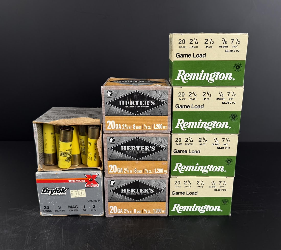 Collection of 20ga Shotgun Ammo: 206 total. California and New York Shipments requires this lot to be sent to an FFL Dealer