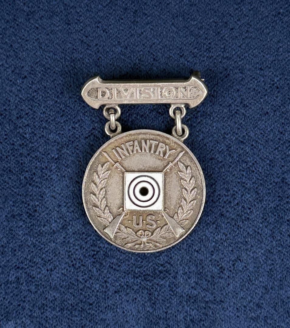 1905 US Army Rifle Competition EIC Badge: Presented to John Grandy Company E 28th Infantry 1905. Sterling Silver