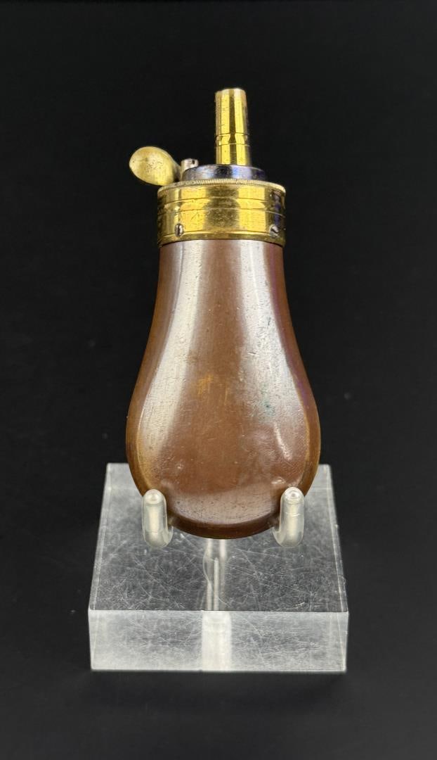 Civil War Era Brass Pocket Powder Flask: 3 1/4" long.