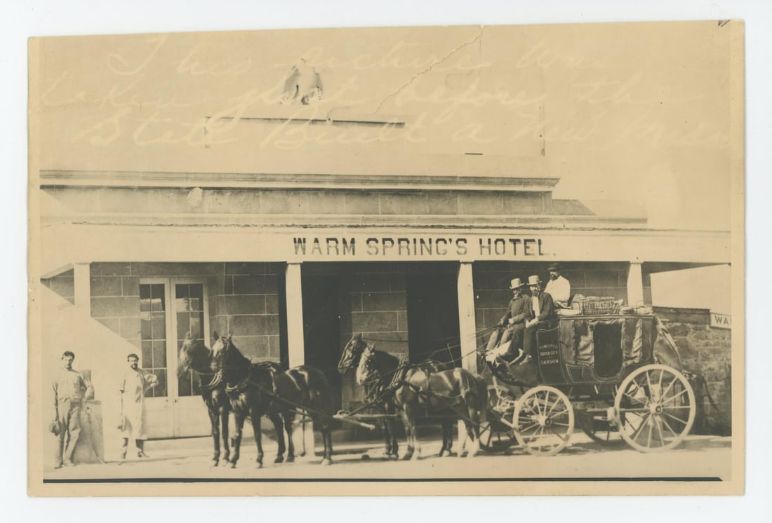 Abraham Curry Warm Springs Hotel Carson City Photo: Abraham Curry's Warm Springs Hotel in Carson City, Nevada 1861. 6 1/2" by 10".
