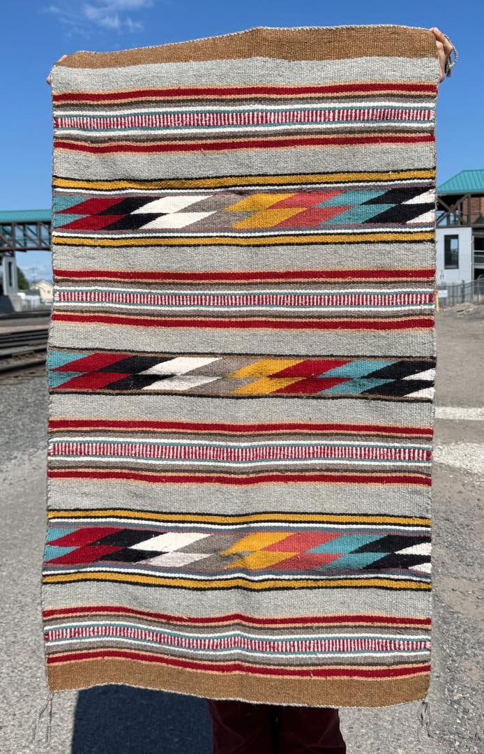 Rita Woody Navajo Indian Saddle Blanket Rug: 27 1/2" by 45 1/2".