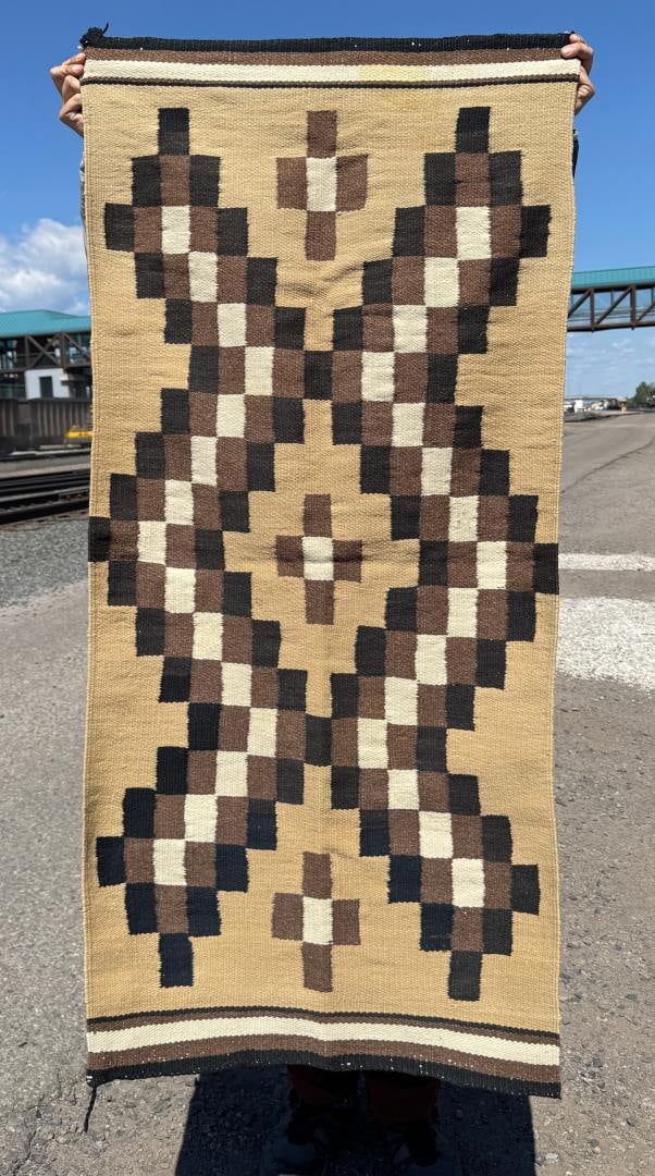 Navajo Indian Klagetoh Double Throw Rug: 29" by 59 1/2"